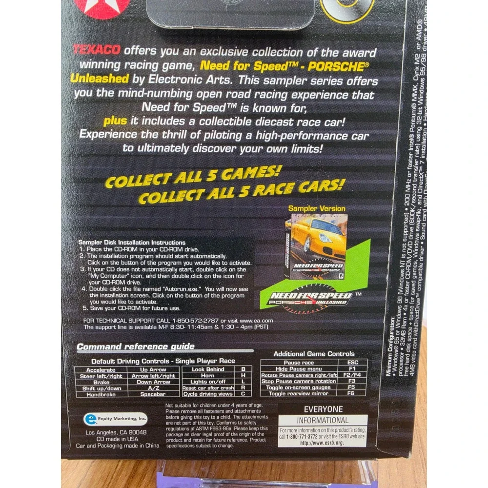 Texaco Need for Speed Porsche Unleashed PC Game & #28 Havoline Diecast 1:64 Car